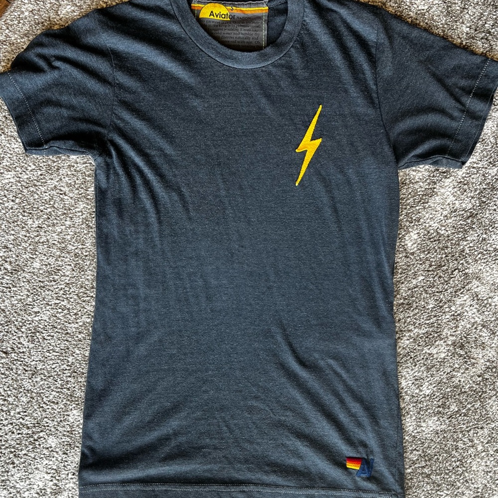 Aviator Nation Charcoal Bolt Stitch Tee-Like New